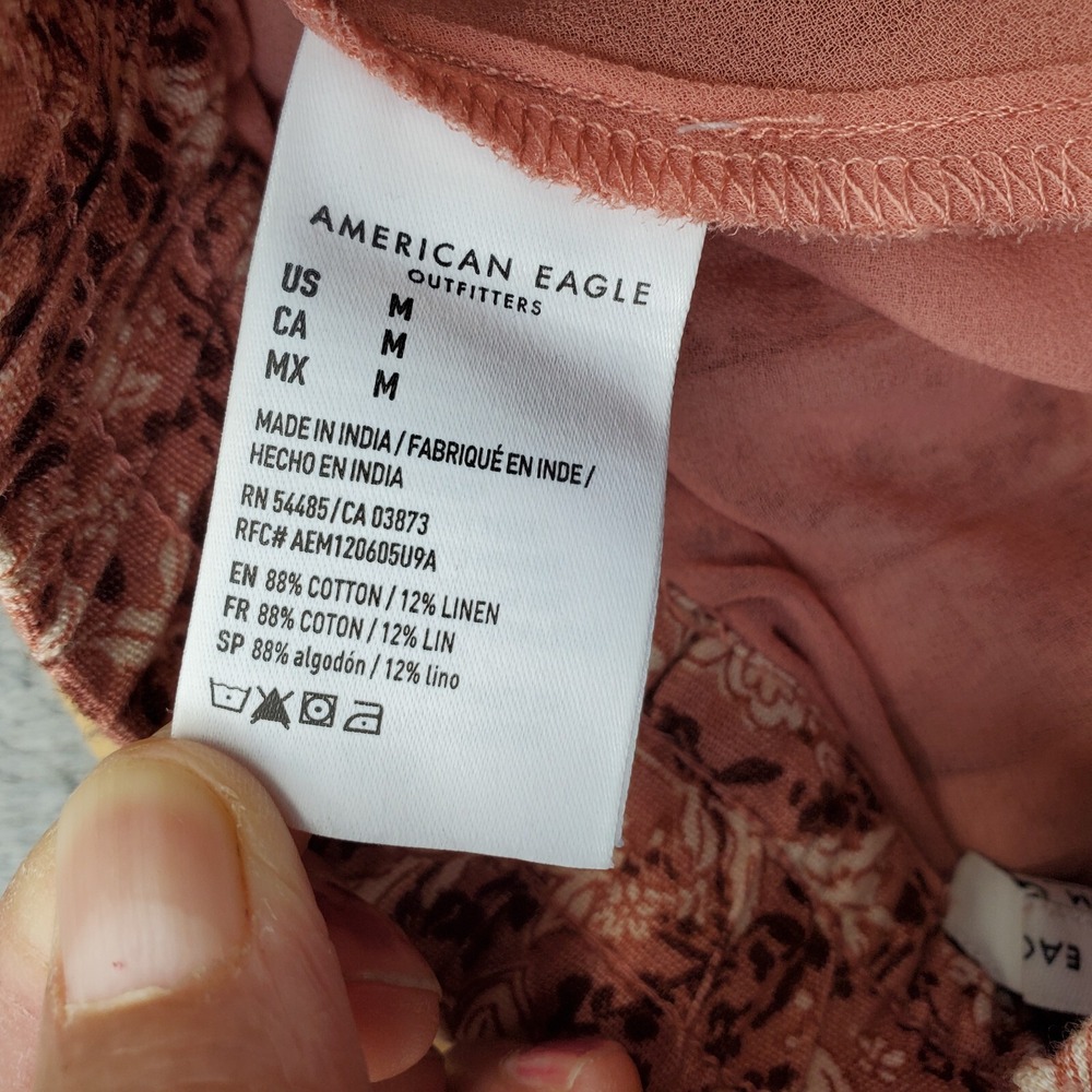 American Eagle A-Line Skirt Womens M Multi Floral Cotton Blend Pleated Pull On - Picture 7 of 8